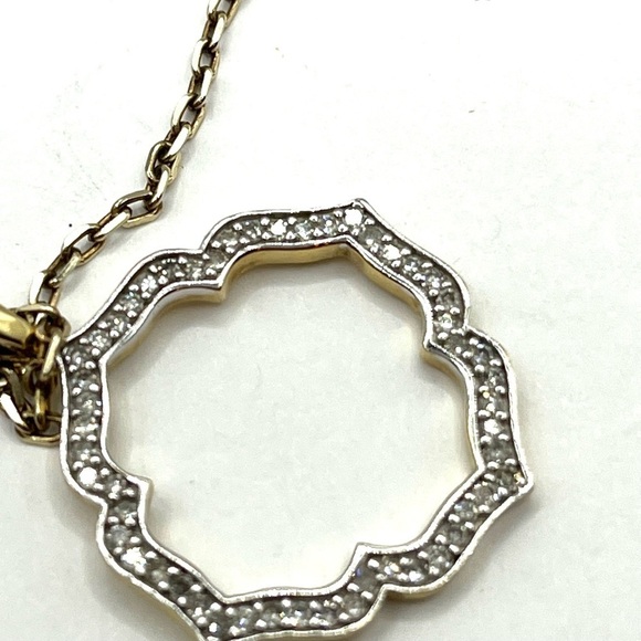 Ornate Open Necklace With Diamonds By Heng Ngai Gold over 925 SS Necklace - Picture 11 of 13